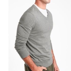 Banana Republic Sweater Men Large Gray Silk Cashmere Luxury Blend Knitted V-Neck